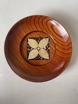 Amazon.co.jp: 木漆工芸家 小島雄四郎 造 螺鈿細工 欅 茶托 5客
