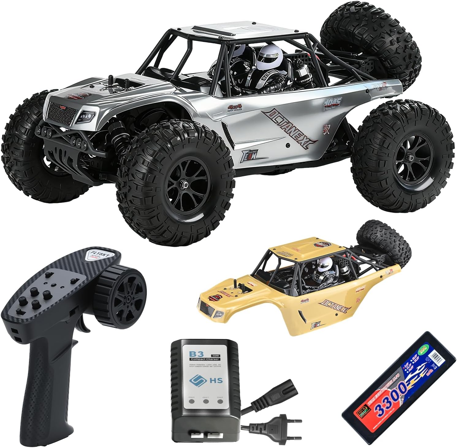 VRX Octane 1/10 Scale 4WD Brushless High-Speed RC Cars for Adults, 55+ KM/H RTR Remote Control Car, Off-Road Electric Sand Buggy for Desert/Rock Crawling - Ready to Run