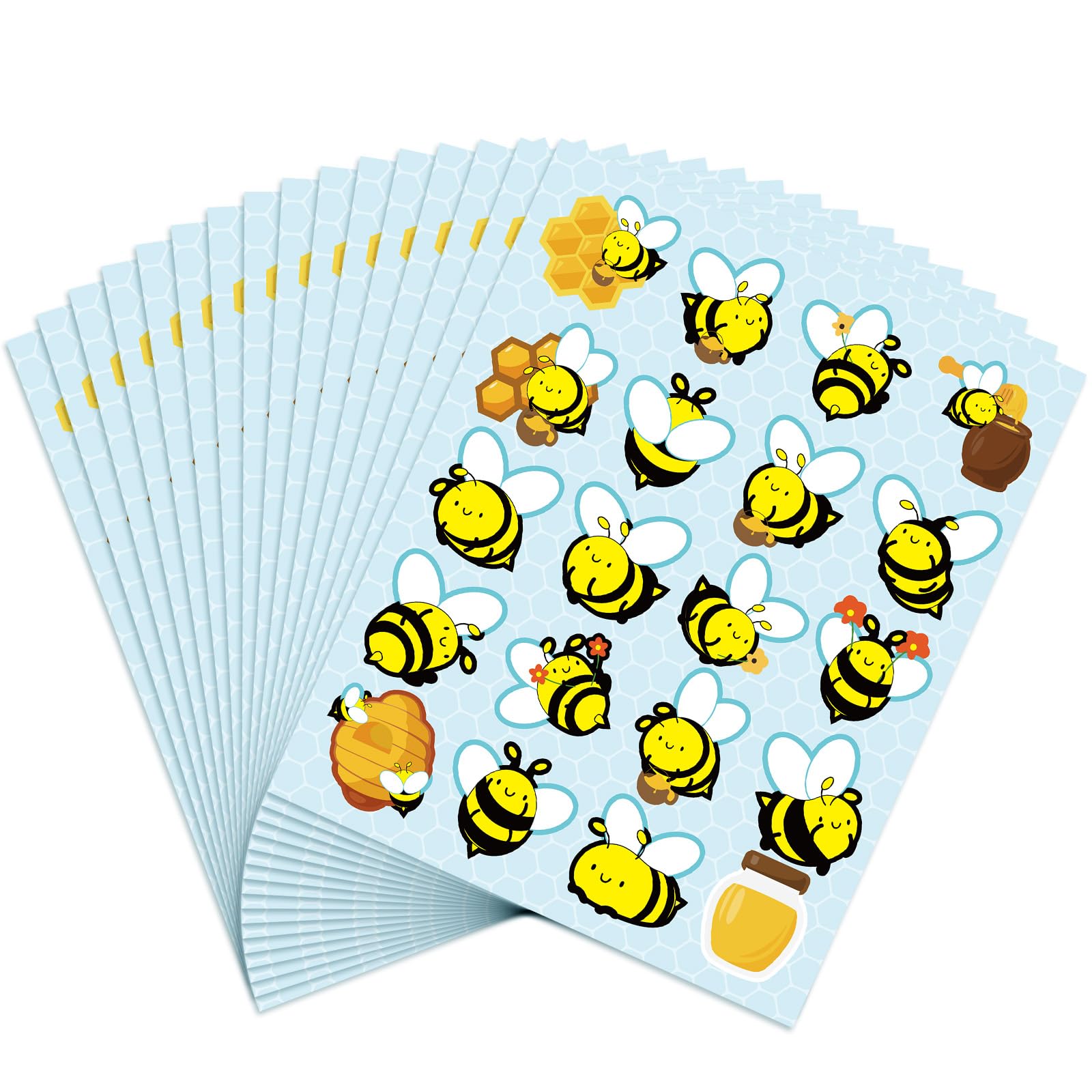 Containlol 500 Pcs Waterproof Bee Stickers 25 Sheets 20 Styles Cartoon Self-Adhesive Honey Bee Stickers for Chart DIY Crafts Scrapbooking Party Favors