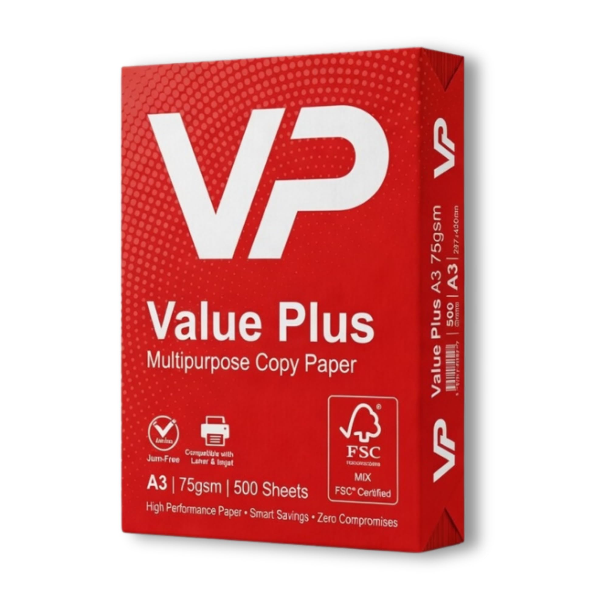 Value Plus A3 Multipurpose Copy Paper 75gsm – 500 Sheets (1 Ream) for Printing & Copier Use, for A3 Printer Paper for Home & Office, High Quaity Printing Paper, Compatible with Laser, Copy, Inkjet.