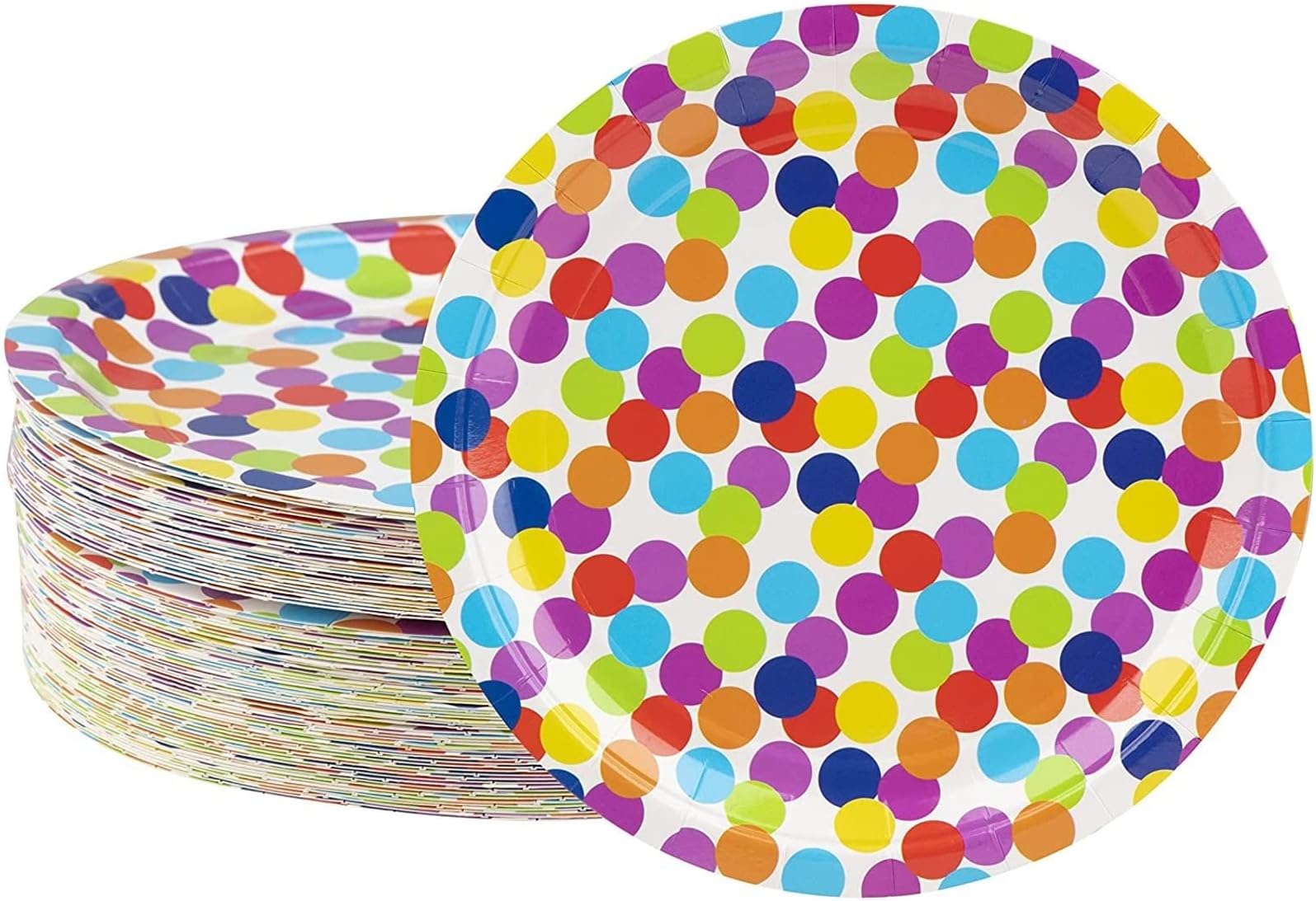 BLUE PANDA Disposable Plates - 80-Count Paper Plates, Polka Dot Party Supplies for Appetizer, Lunch, Dinner, and Dessert, Kids Birthdays, 9 x 9 inches
