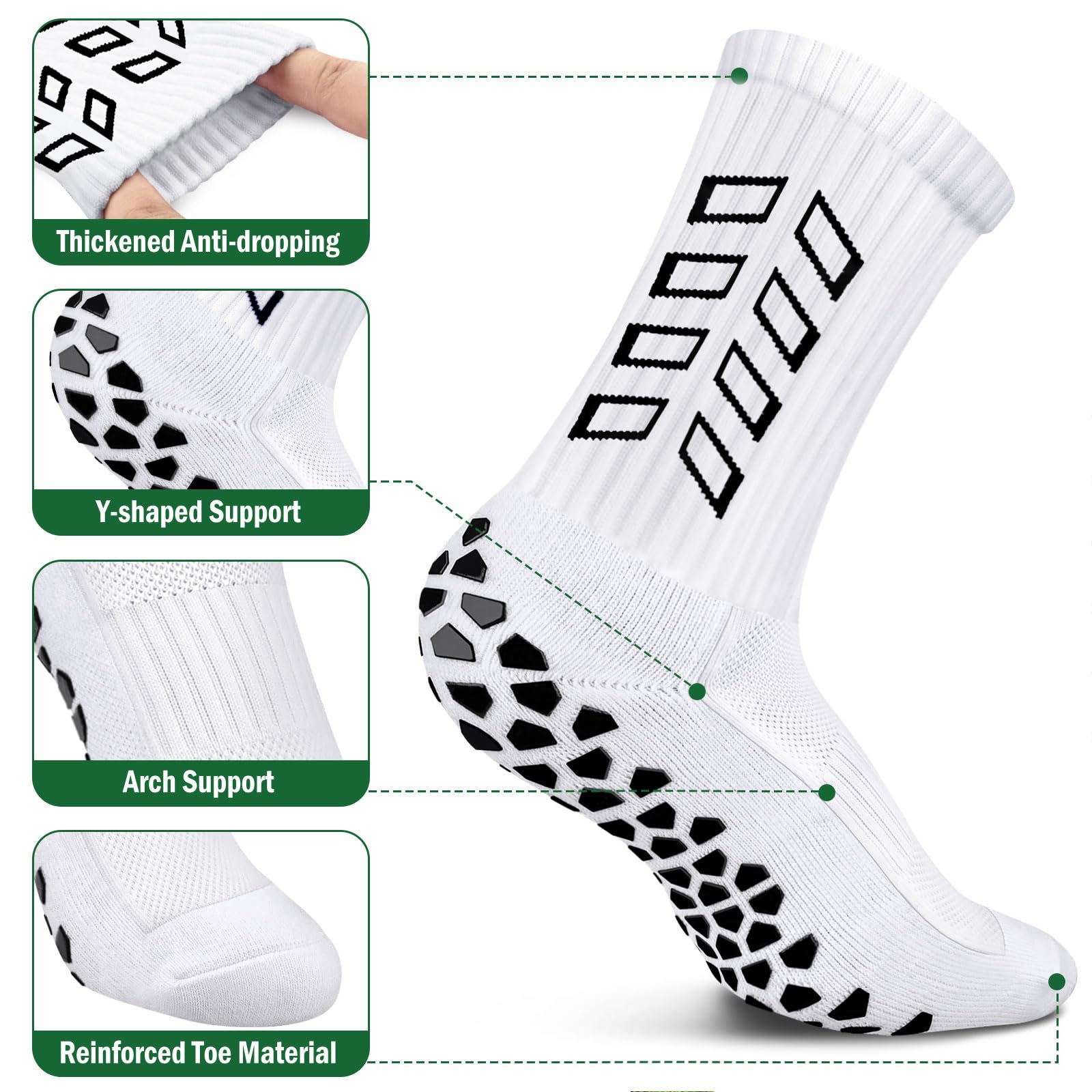 ENONEO Calze Calcio Antiscivolo Uomo 37-45 Calze Antiscivolo Calcio Anti Vesciche Addensare Cotone Calzini Sportivi Donna Traspirante Calzini Grip Calcio per Ciclismo Trekking