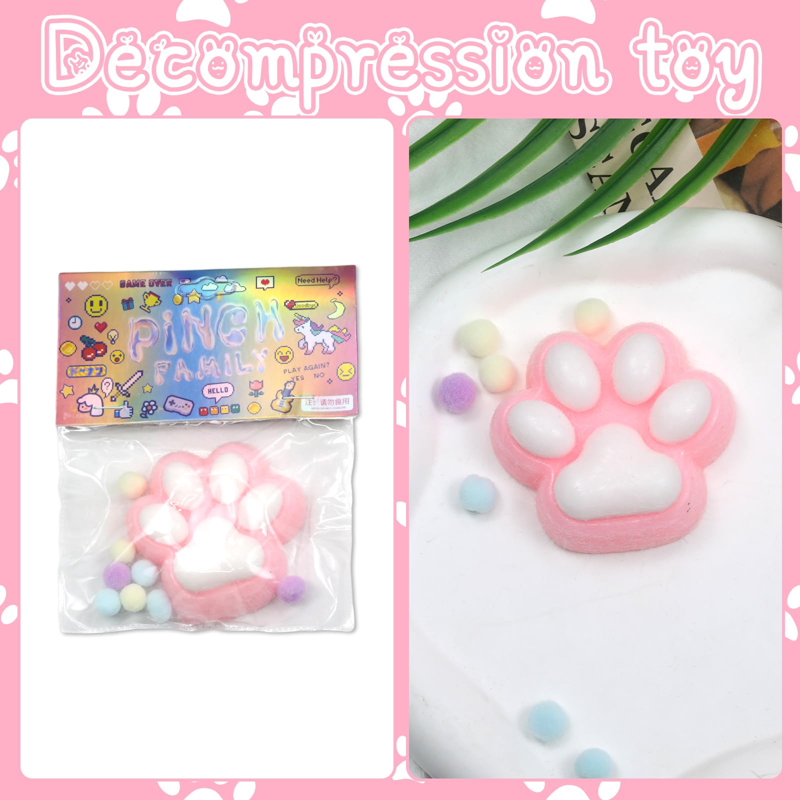 Jouet Squishy Patte De Chat Jouet En Silicone Squeeze Patte De Chat Kawaii Anti-Stress Pour
