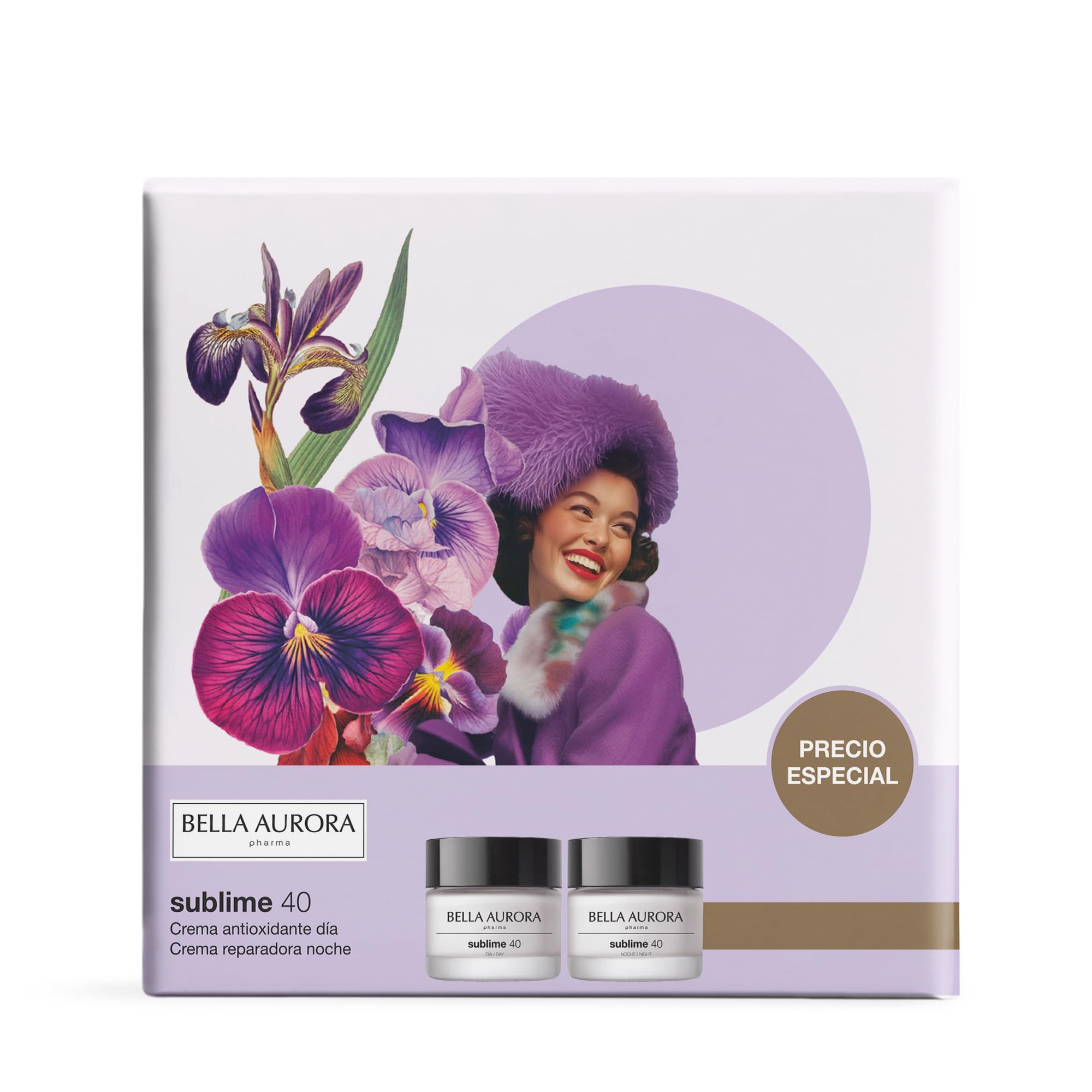BELLA AURORA - Pack Sublime 40, Crema Antioxidante Día 50ml + Crema Reparadora Noche 50ml, Tratamiento Antiedad e Iluminador, +40 Años, Atenúa Arrugas y Líneas de Expresión, Unifica y Aclara Piel