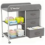 Baby Changing Table, Portable Changing Table, Diaper Changing Station with Waterproof Pad, Changing Table Dresser with 3 Storage Baskets, Mobile Nursery Organizer for Newborn Essentials
