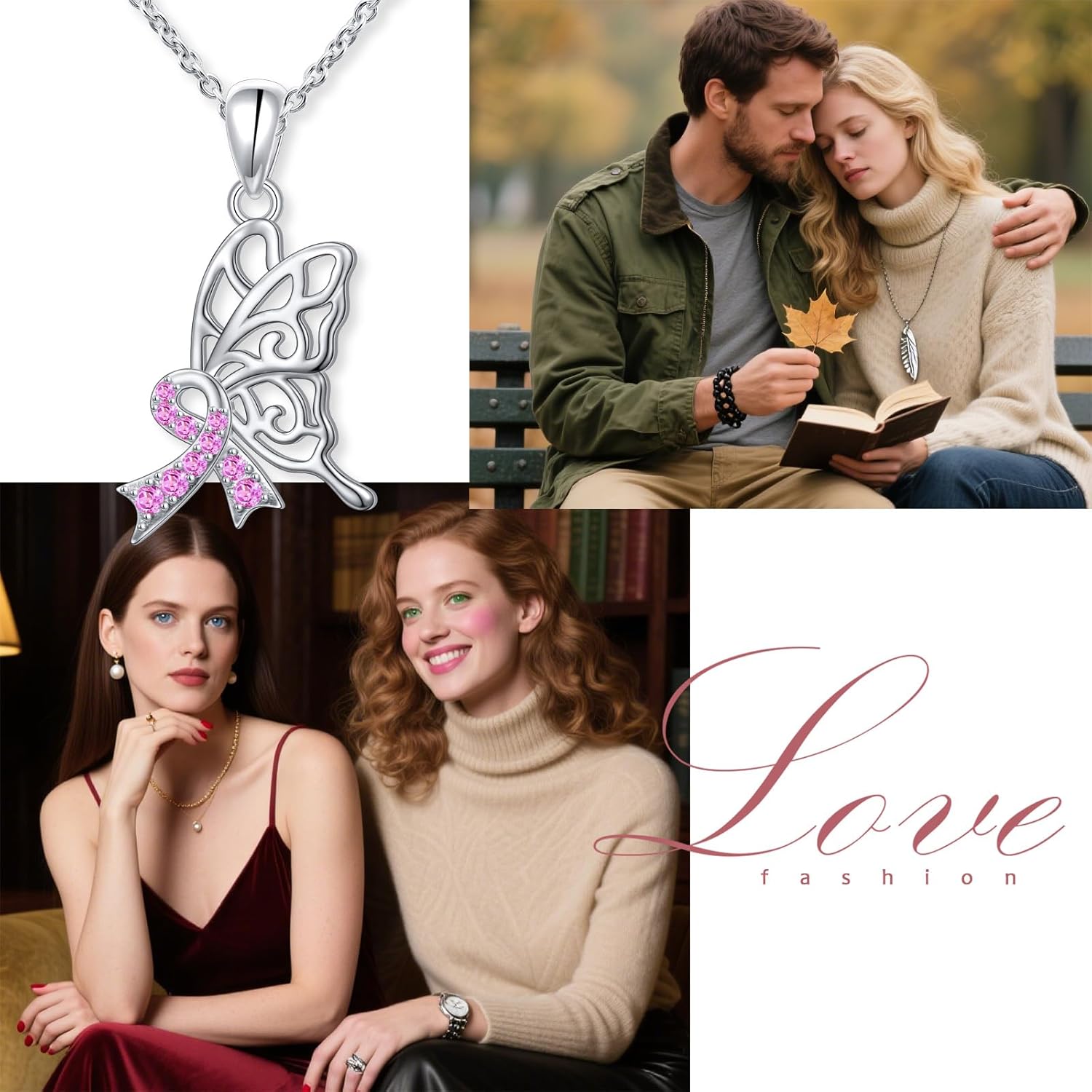 S925 Sterling Silver Breast Cancer Awareness Necklace Butterfly Pink Ribbon Pendant Necklace Survivor Gifts for Women - Image 7