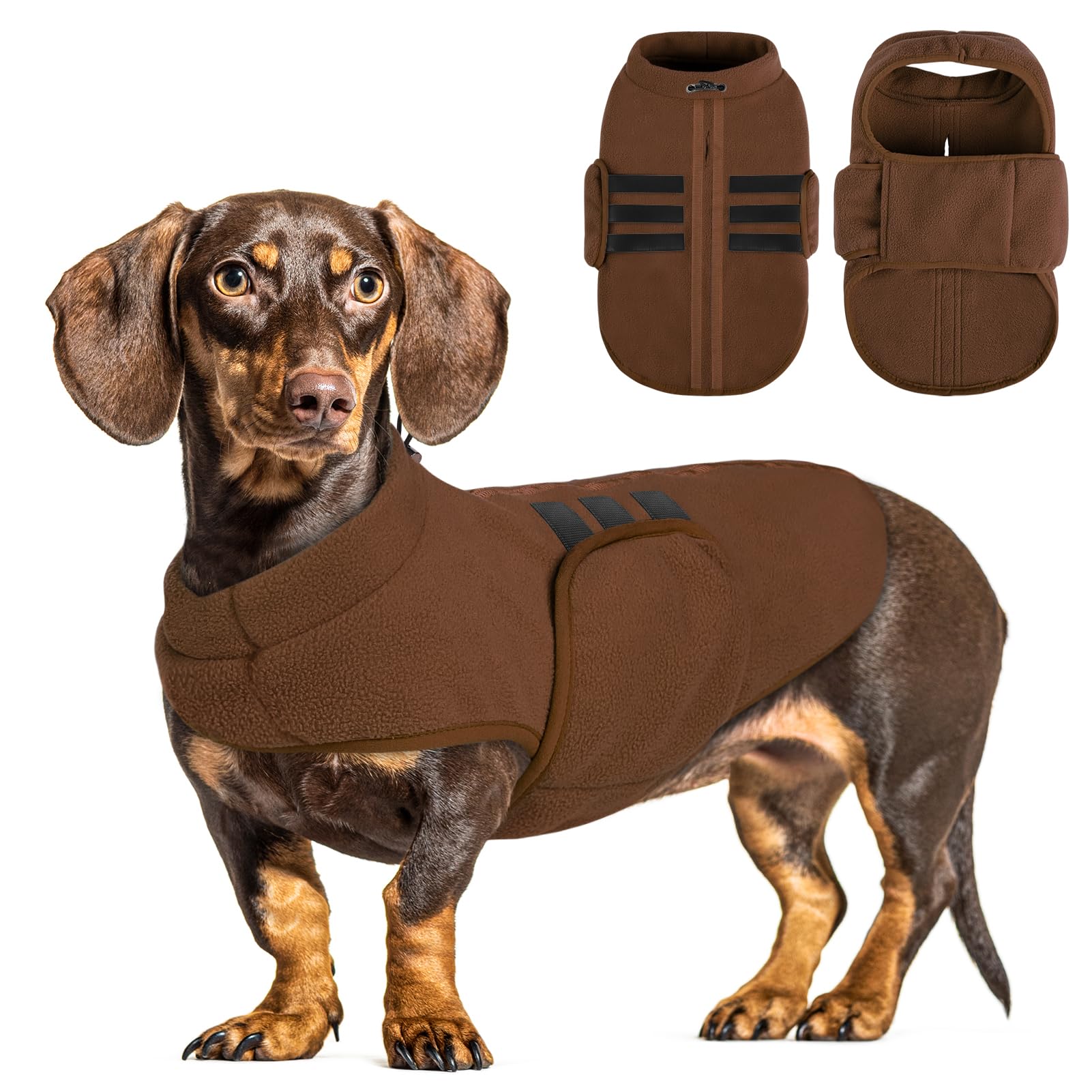 PUZAUKAL Dog Fleece Jumper, Adjustable Coat for Small Dogs Cats — image 1