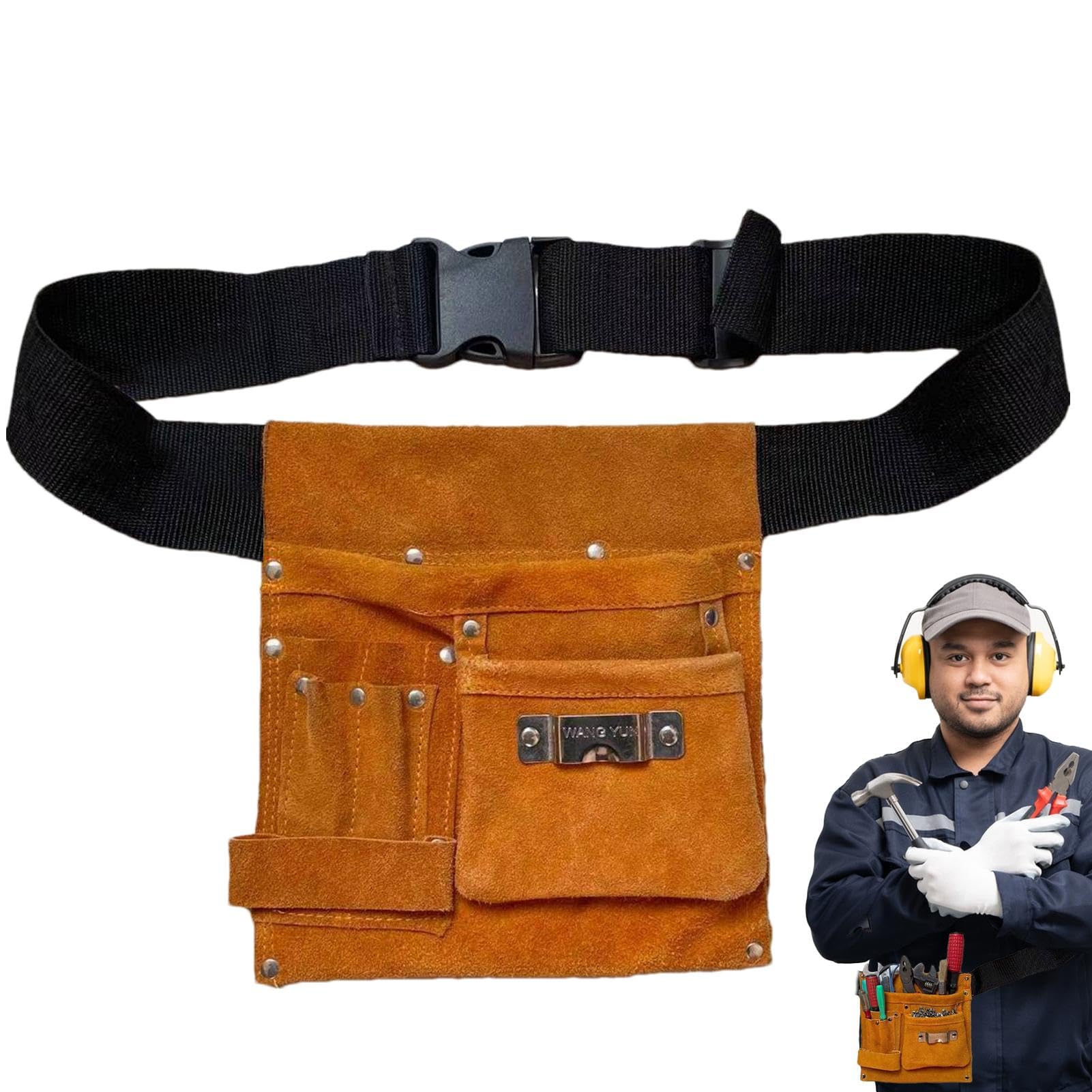 Sac à outils ceinture réglable en cuir synthétique XIAOXIAOYU avec porte-marteau