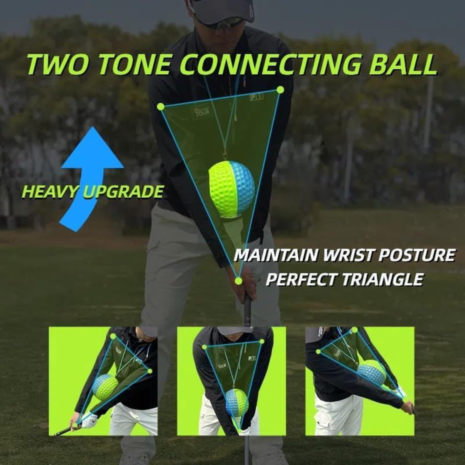 HoldOneLight Tragbarer Golfschwung-Trainer-Ball, Haltungs- und Bewegungskorrekturhilfe, inklusive Trageseil für einfachen Transport, ideal für Anfänger