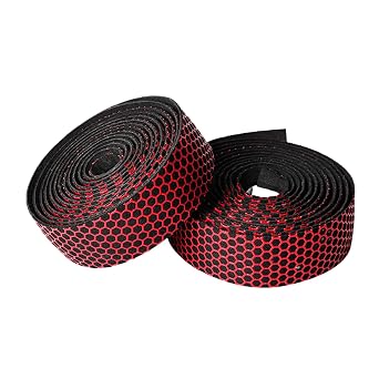 Bike Handlebar Tape,Pu+Eva Bar Road Bike Tape,Honeycomb Silicone Anti-Slip Grip Wrap,2 Rolls Per SetRed
