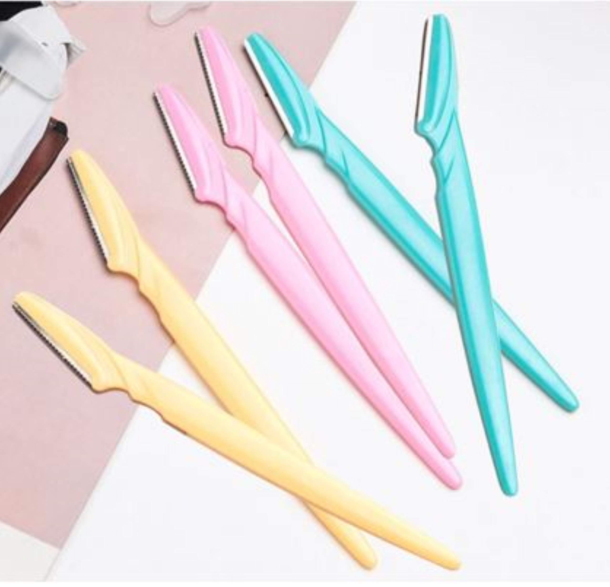 Eyebrow Razor, (6 pack) Exfoliating Tool, Women's Razor, Safety Cap included, Dermaplaning Kit, Face Neck Shaver, Eyebrow Trimmer Brow Razors Fuzz Remover for Women and Men by TradeProvider®