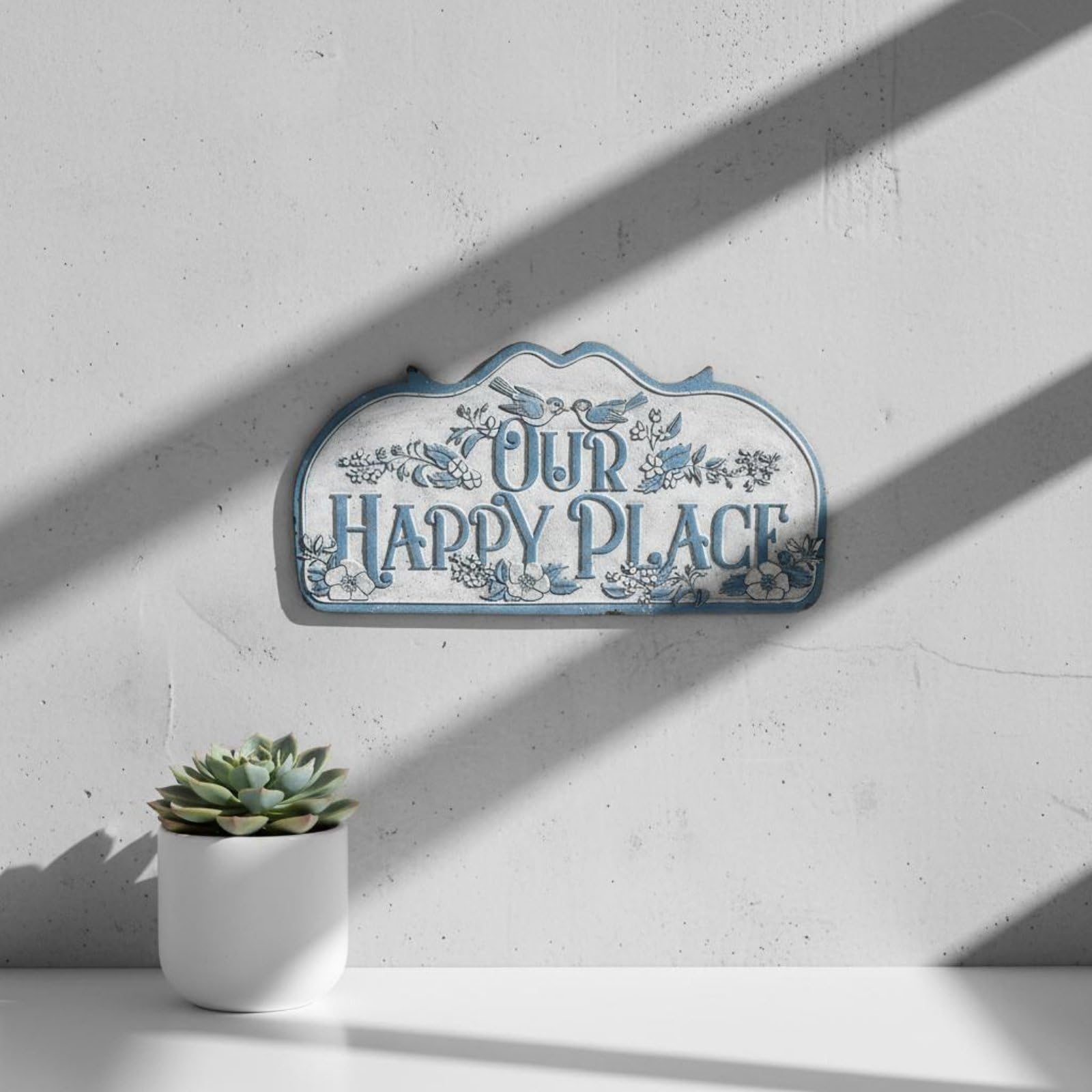 LOVIVER Placa Decorativa de Pared Placa de Bienvenida Cartel Colgante Panel Metálico en Hierro con Florales y de Aves Adecuada para Entrada Porche Patio Jardín Regalo