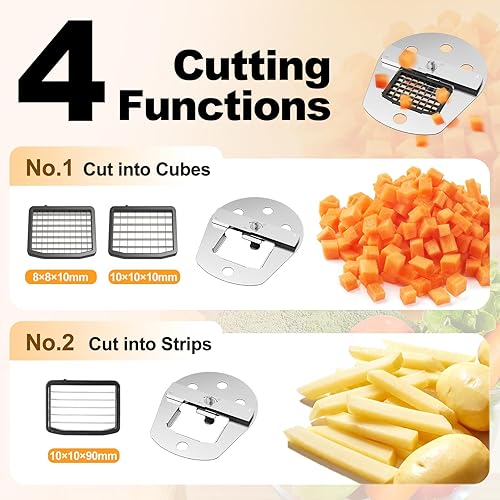 Miniatura 2 de Picador eléctrico de verduras 4 en 1, procesador de alimentos de 200 W, cortador de alimentos vegetarianos con función de corte y rayas para uso