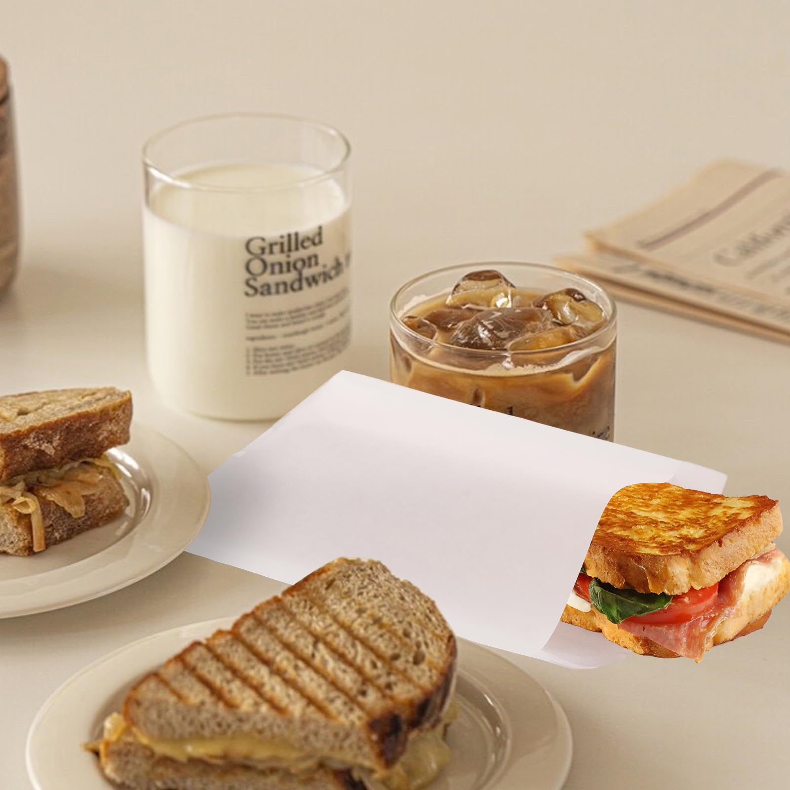 Lot de 800 sacs à sandwich en papier ciré de 20,3 x 15,2 cm, sacs en papier ciré sulfurisé pour biscuits, boulangerie, nourriture, sandwich, collations, biscuits, bonbons et plus encore