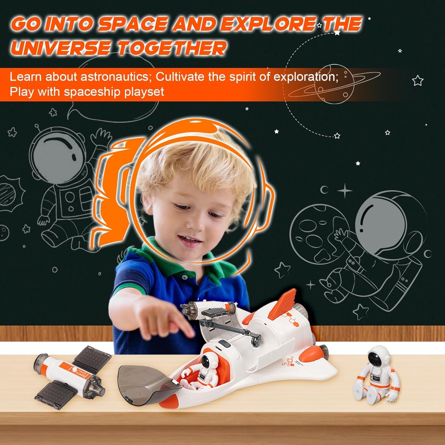 Giocattolo Razzo Spaziale,Astronave Spaziale,Set Giocattolo Sistema Solare con Razzo Spaziale con Spruzzatore,Luci E Musica Per Bambini,Scienza,Istruzione