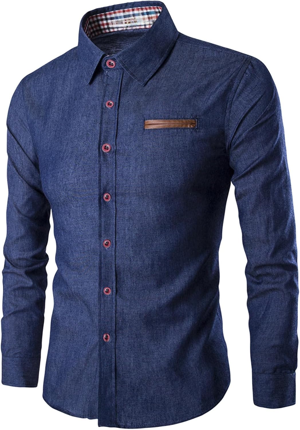 Men's Denim Button Down Shirt Classic Fit Long Sleeve Jean Work Shirts with Pockets, M-3XL