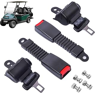 Retractable Golf Cart Seat Belts Universal Fit for EZGO RXV TXT, Club Car DS, Go Kart, UTV - 2 Pack Safety Set