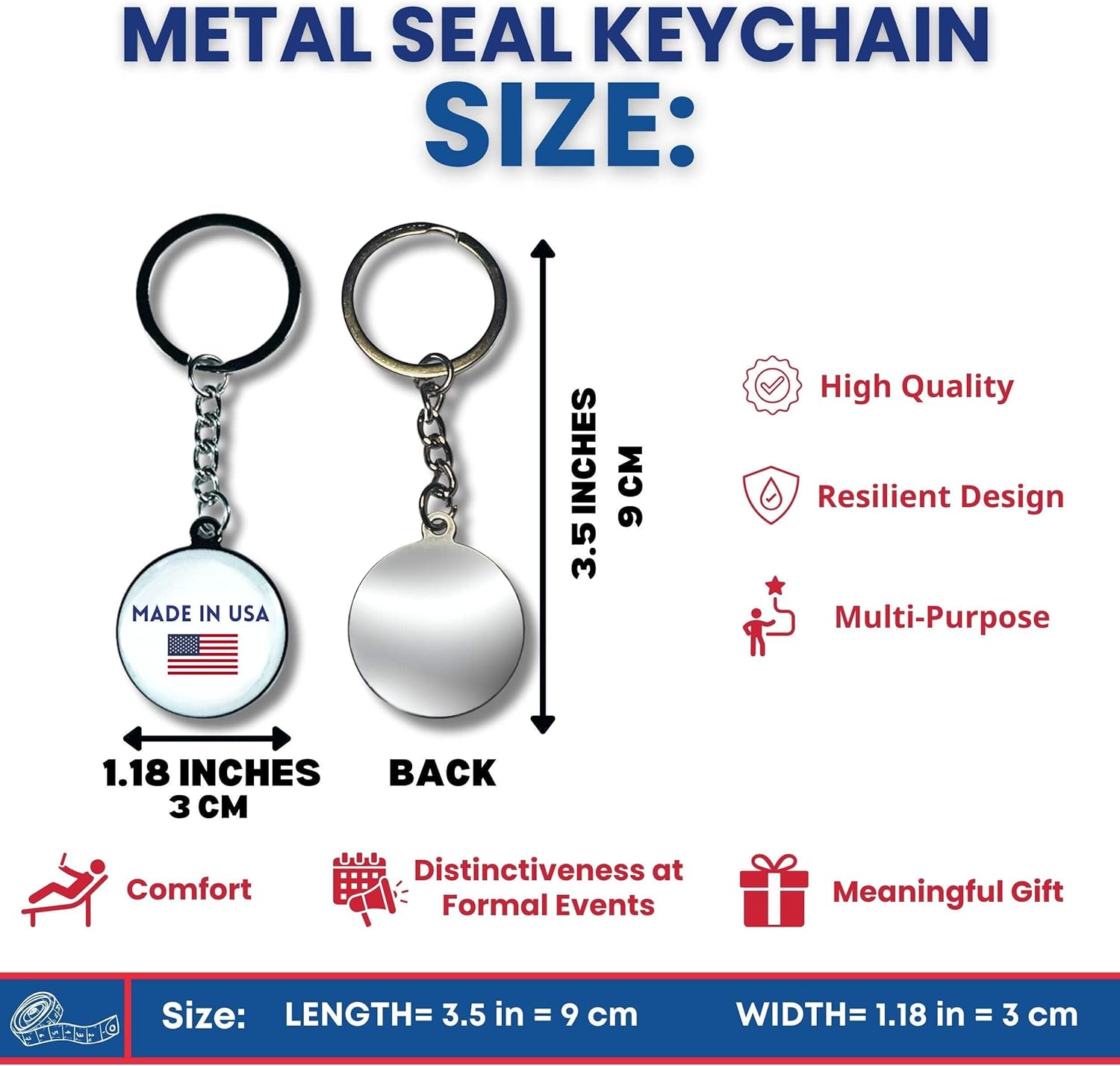 Metal Keychain - State Seal Pennsylvania - USA | 1.18-Inch (3 cm) Keychain for Bags, Keys, and More | Perfect for Showing Your State Pride - Image 5