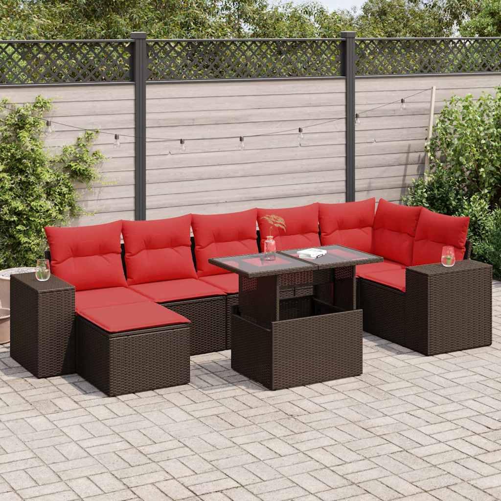 Sala da giardino in rattan sintetico, con vano portaoggetti e rivestimenti resistenti alle intemperie, divano ad angolo, 83 x 62 x 69 cm, divano centrale 55 x 62 x 69 cm, tavolo in vetro 100