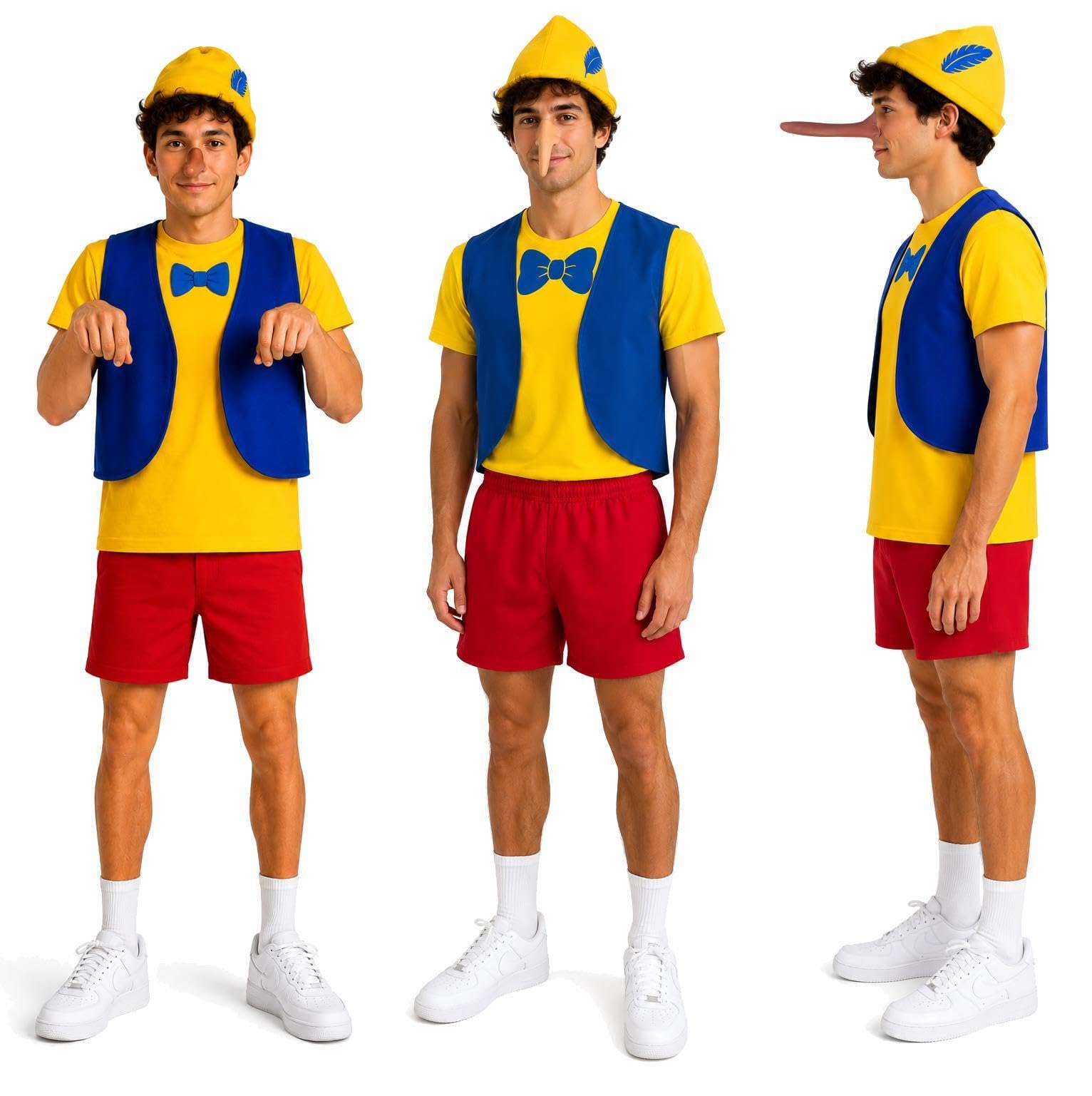 Adults Wooden Puppet Boy World Book Day Fairytale Fancy Dress Costume [S-M]
