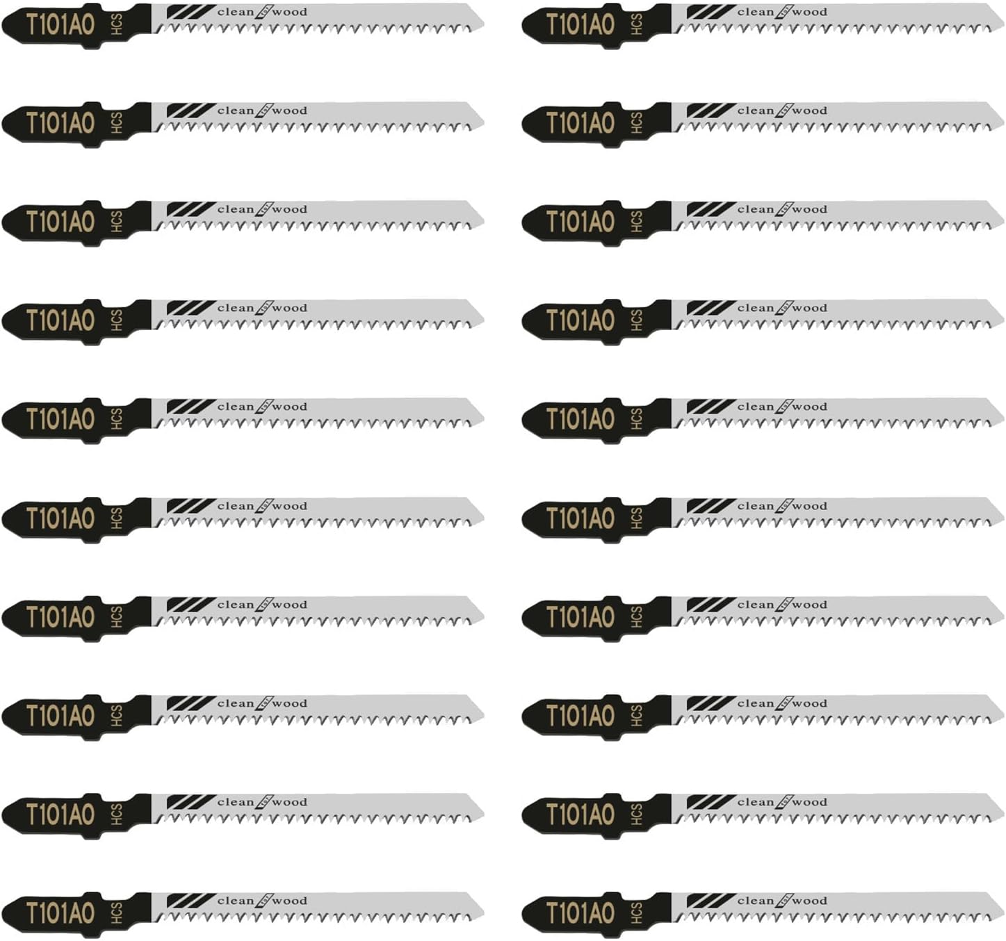 Rvetol 20Pcs T101AO Jigsaw Blades, 3 Inch 20 TPI T-Shank Contractor Jig Saw Blades Set Made with HCS Curved Fine Finish Cutting Wood Boards Plastic PVC, Compatible with Bosch Dewalt Makita