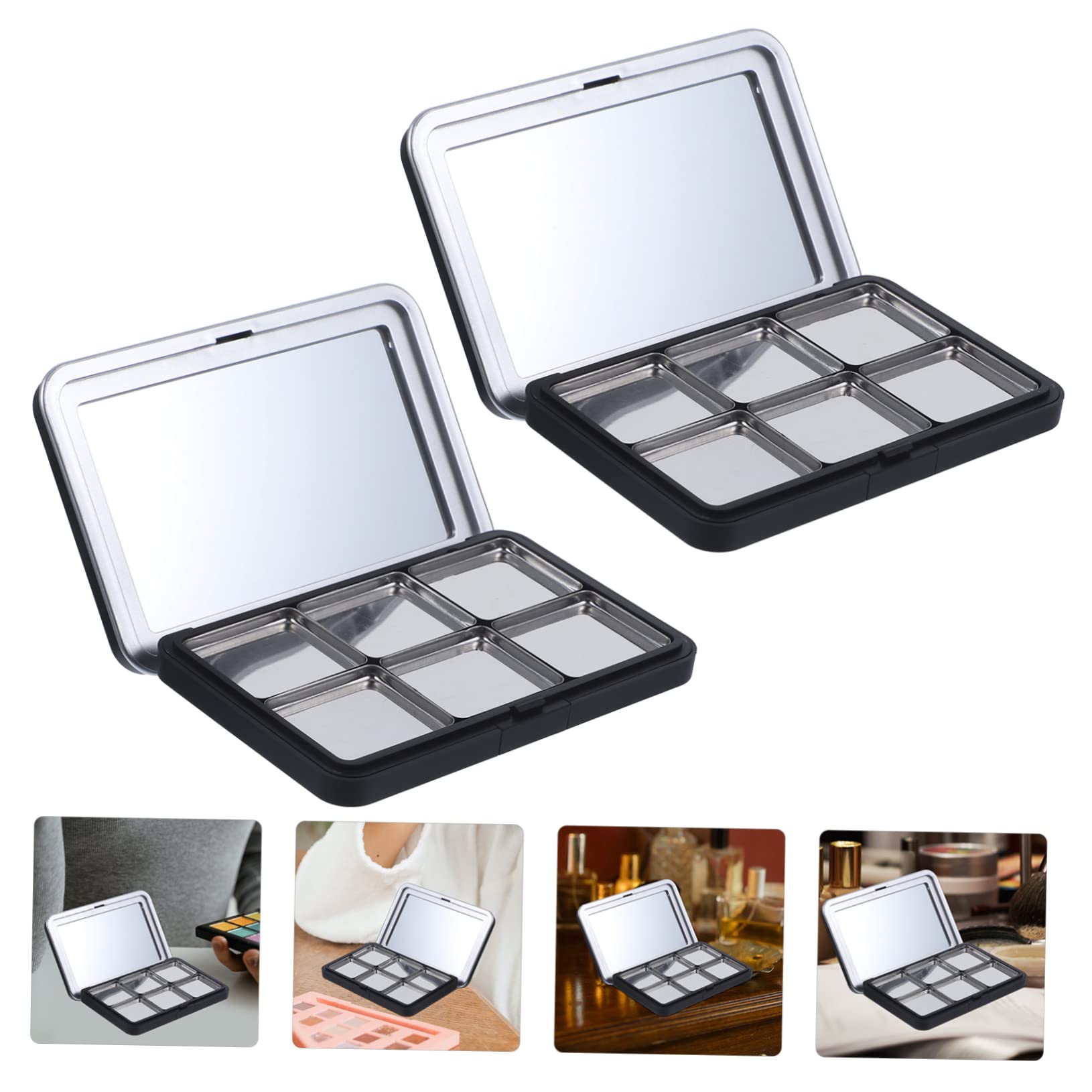 GALPADA Set 2 Pezzi Custodia Vuota per Ombretti Magnetica in As Opaco, Palette per Blush e Illuminante, Organizer per Make-up Fai-da-te, Facile Confronto Colori e Esposizione