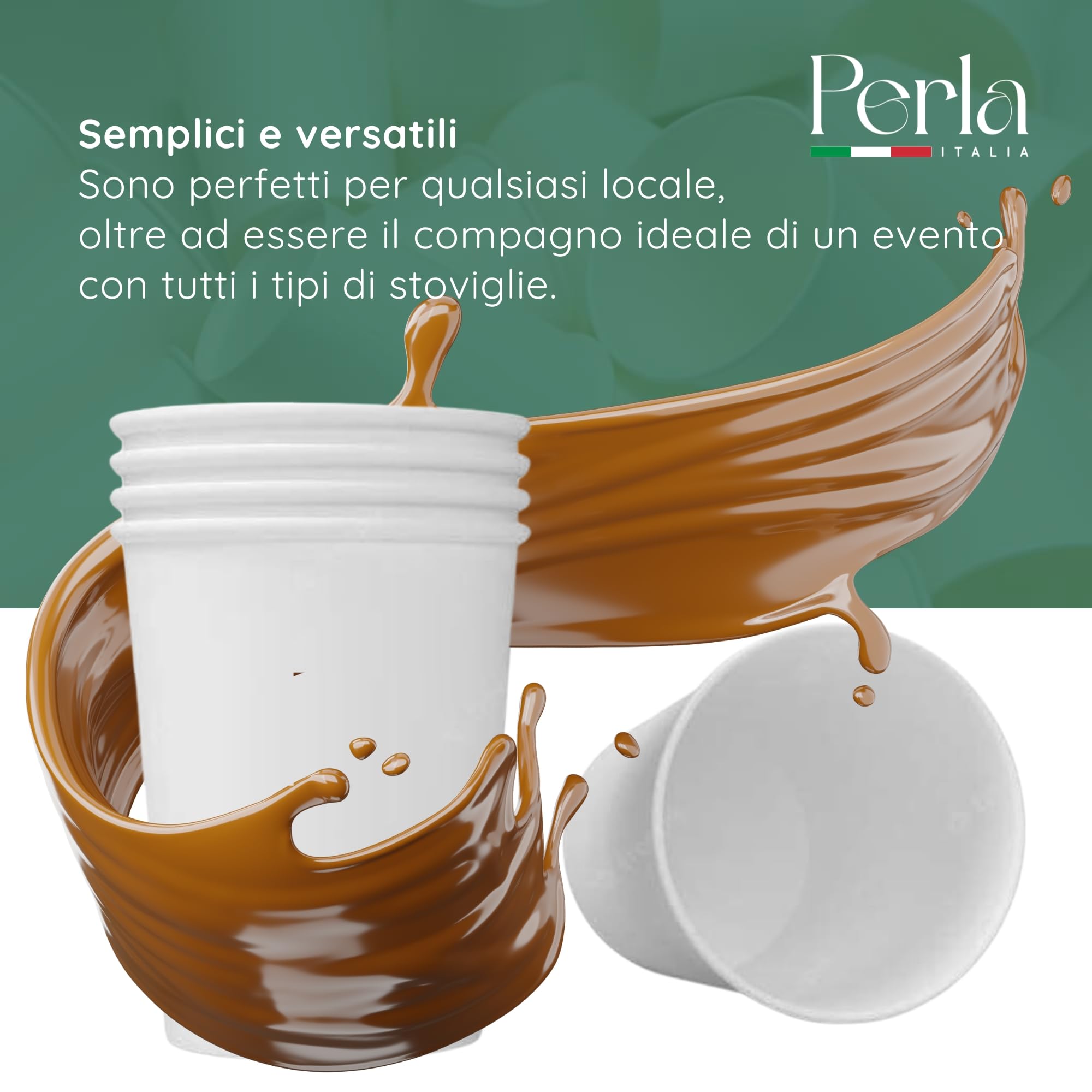Perla - 1000 Bicchieri di Carta da 200 ml - Bicchiere Monouso Biodegradabile Ecologico - Adatto per Bevande Fredde e Calde - Bicchieri per Acqua usa e getta (Bianco)