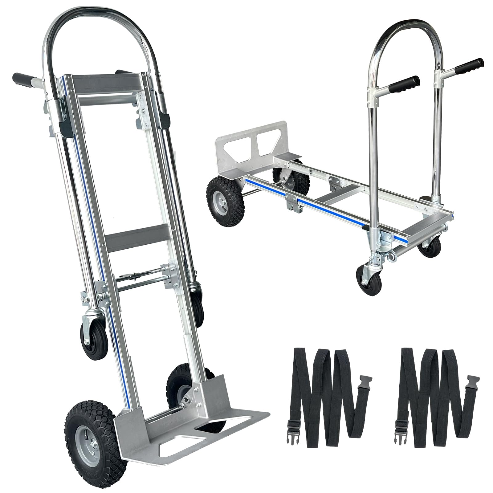 SuZhi Convertible Aluminum Hand Truck Dolly Cart,Heavy Duty, 2 in 1,Collapsible with 2 Big Wheels,1000Lbs Load for Groceries, Equipment, Furniture, Electrical Appliances & Large Cartons.