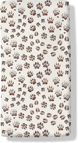 Winter Animal Tracks Nursery Baby Boys Girls Crib Sheets Vintage Bear Footprints