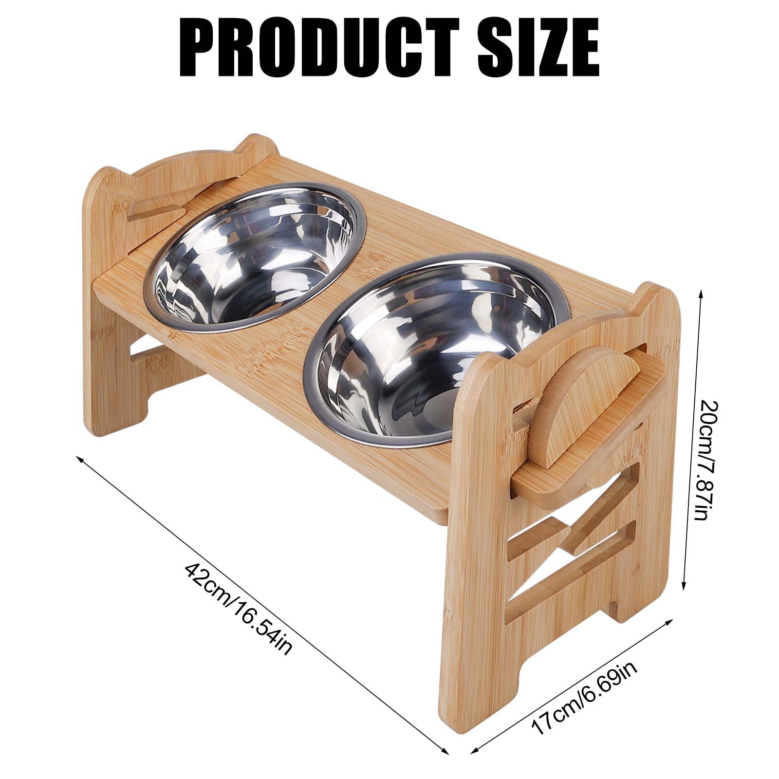 GBKDQQ Comedero para Perros y Gatos, Elevado, de Acero Inoxidable, Ajustable en Altura, Inclinada, Material Eco-amigable