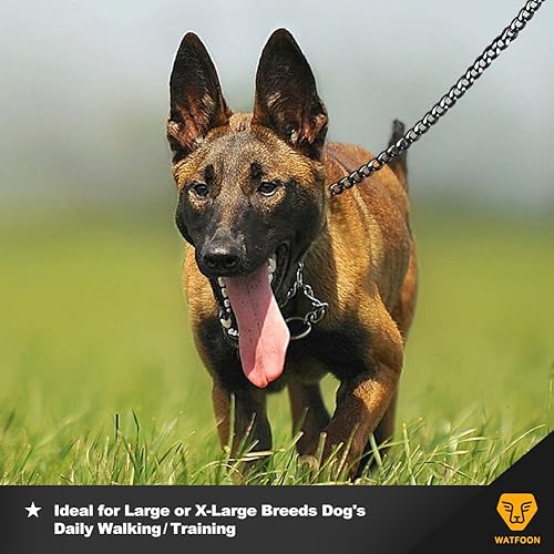 Miniatura 2 de WATFOON Correa de cadena de perro extra ancha de alta calidad de 0.512 in con juego de etiqueta para perro, cadena de eslabones cubanos de acero