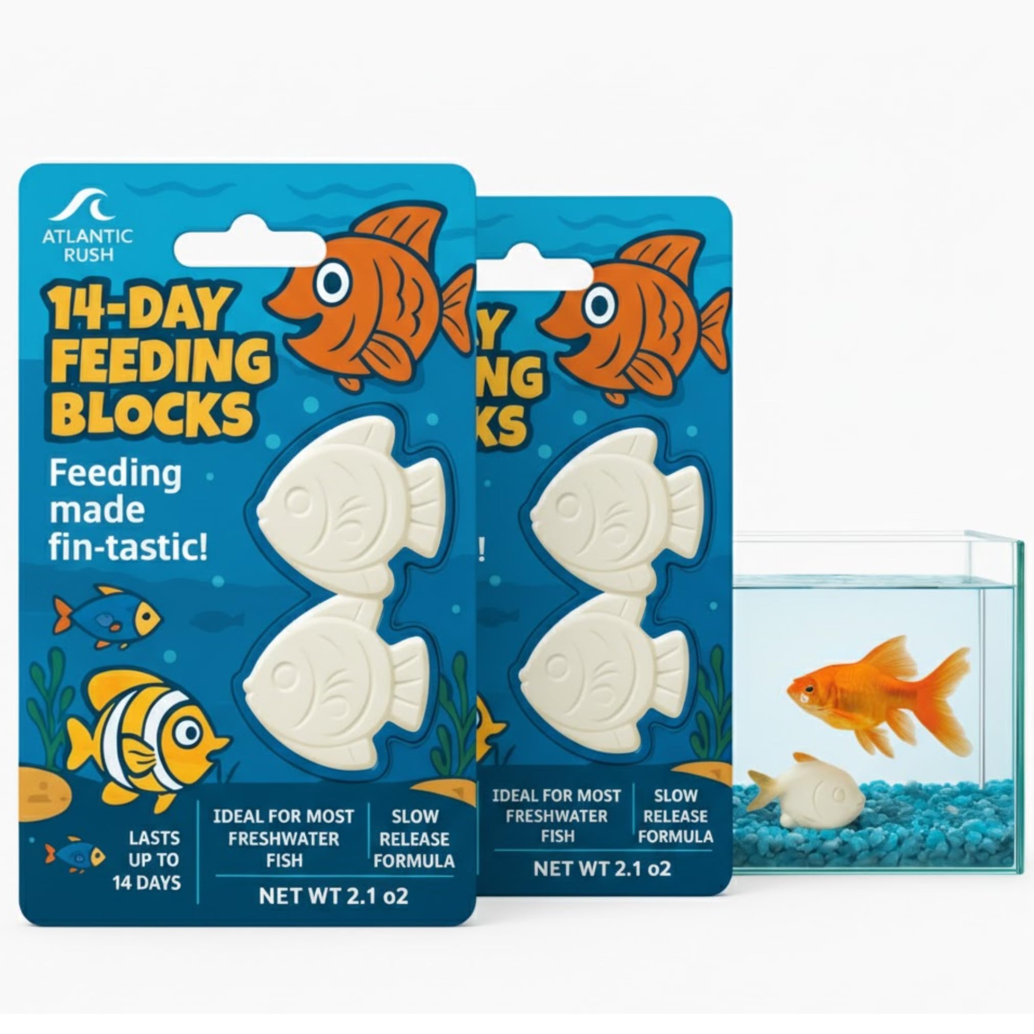 Vacation Feeder for Aquarium - 14 Day Feeder Block - Slow Release Fish Food for Betta Goldfish Tropical