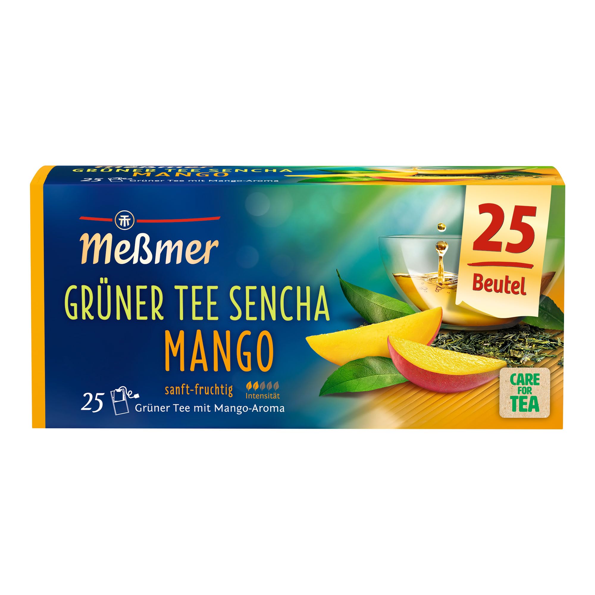 Meßmer Grüntee Sencha Mango | Grüner Tee mit Mango-Aroma| sanft-fruchtiger Geschmack | 25 Teebeutel