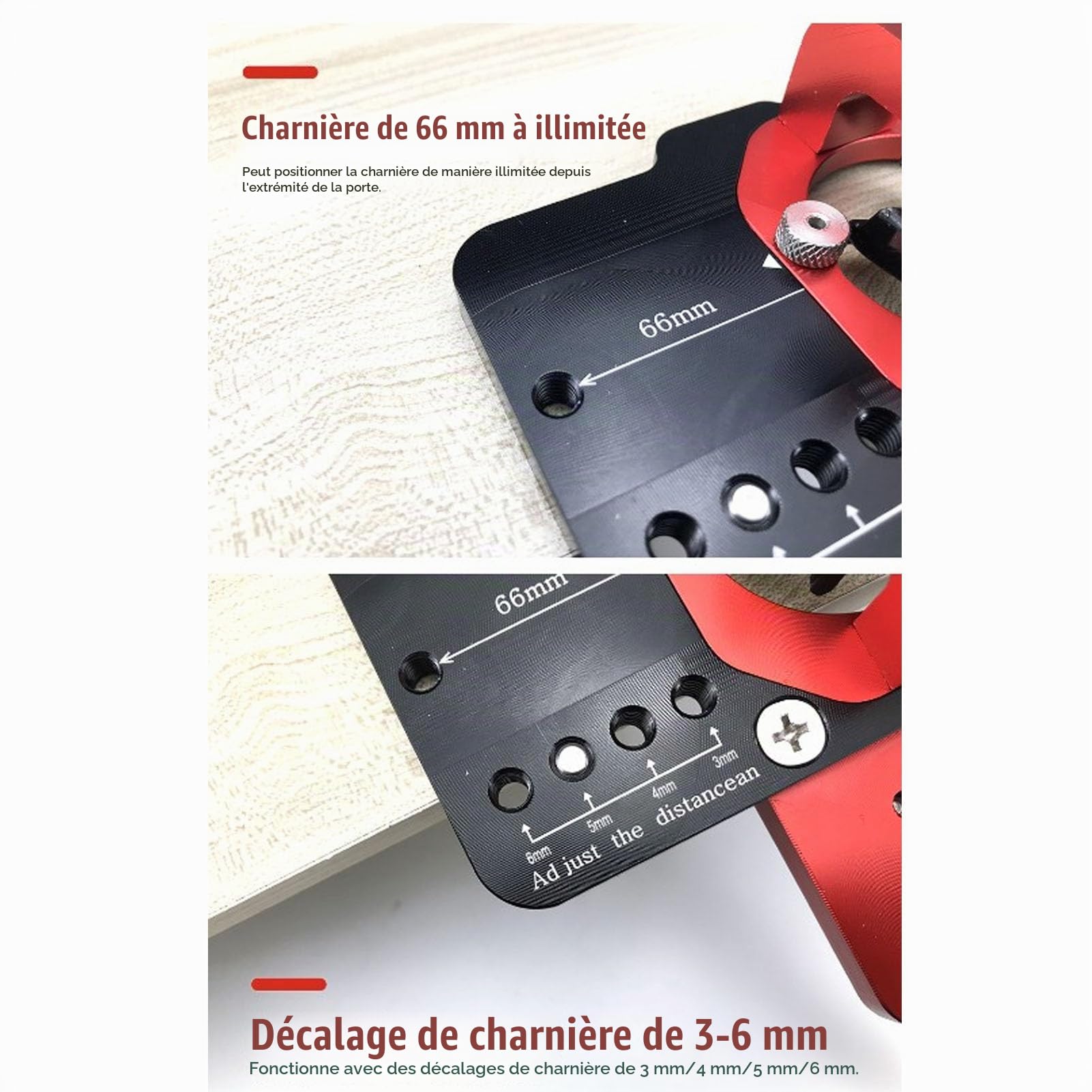 Gabarit de Charnière dissimulé, Localisateur de Perforateur de Perçage de Porte D'armoire en Alliage D'aluminium, Gabarit de Charnière D'armoire de 35 Mm, pour le Montage de