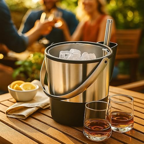 Miniatura 3 de Oggi Cubo de hielo aislado, 4 cuartos de galón3.8 L, acero inoxidable, negro.