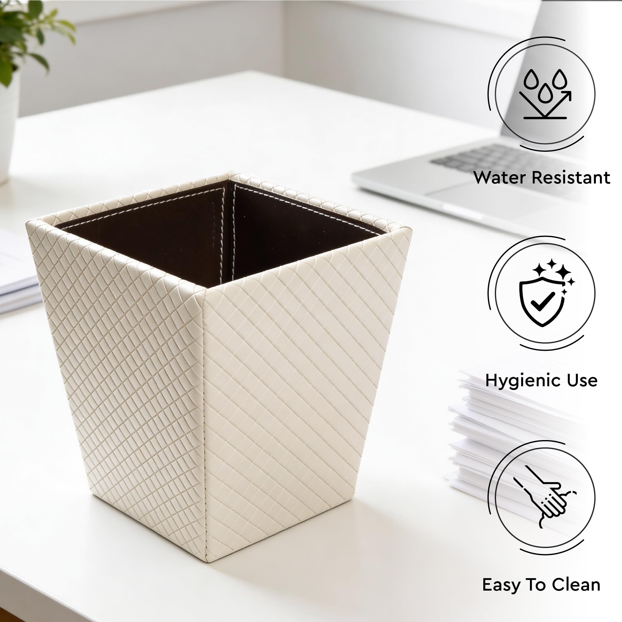 Encasa XO Leather Dustbin - Stylish & Quiet Waste Bin -3 Encasa XO Leather Dustbin - Stylish & Quiet Waste Bin -3