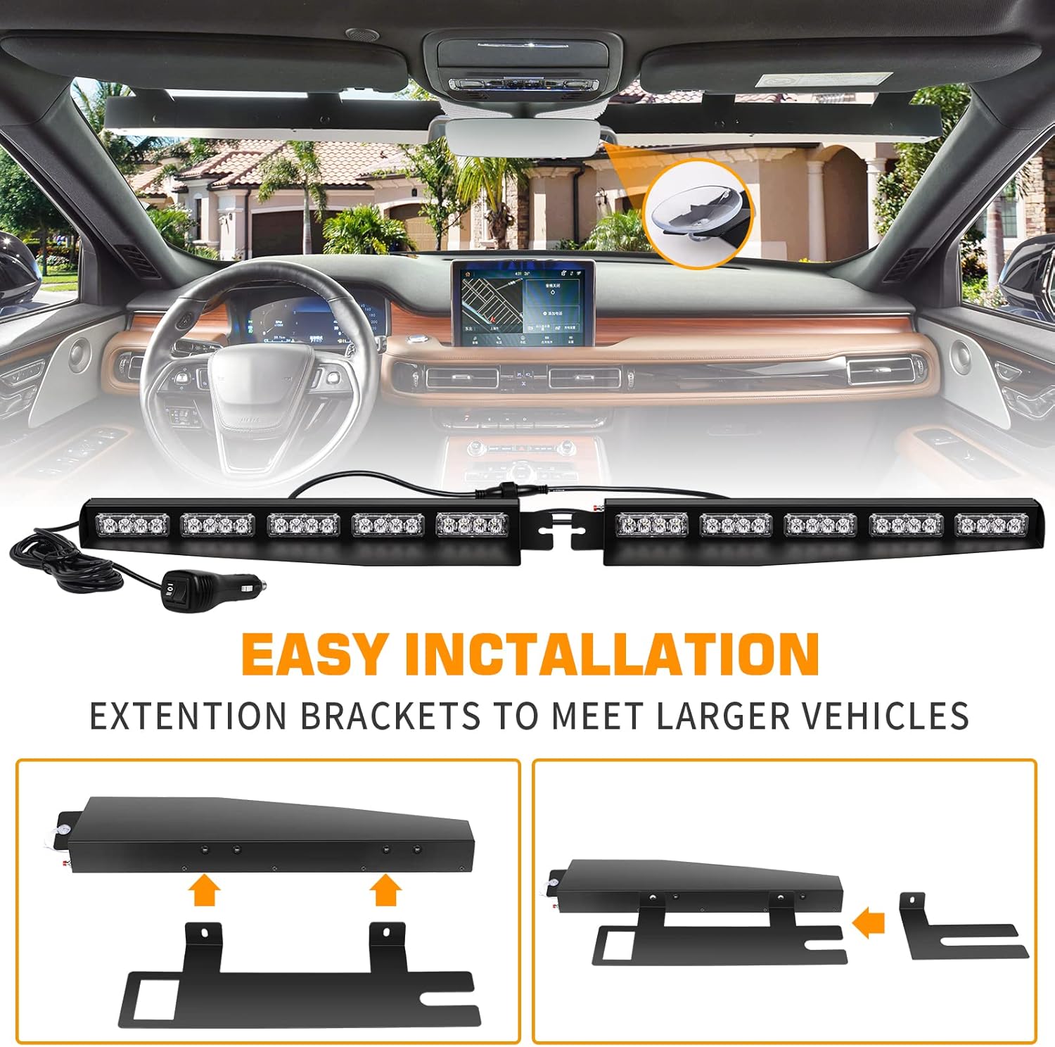 Buy XRIDONSEN Red Emergency Visor Lights Bar Interior Windshield Strobe