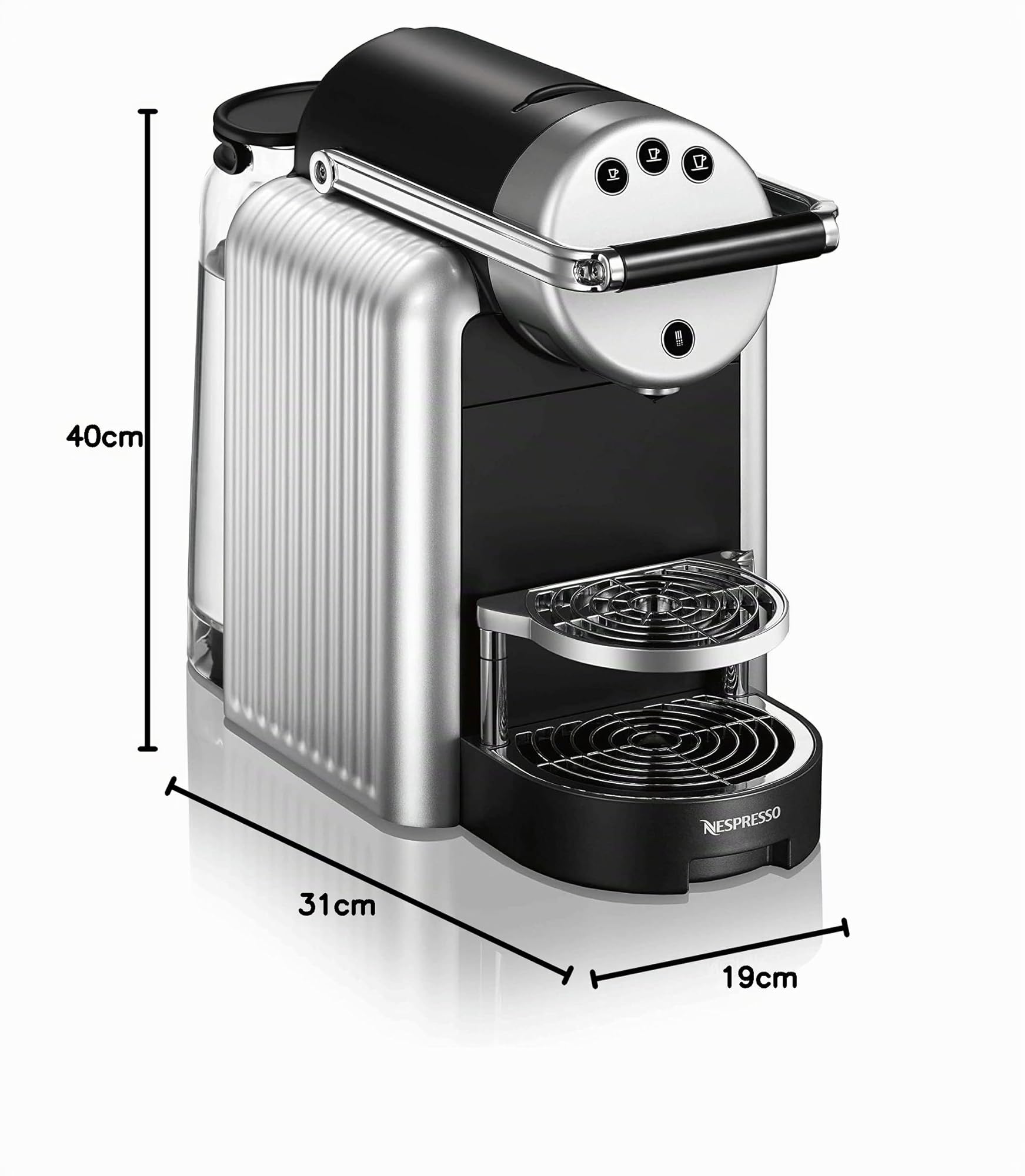 Nespresso Cafetera automática profesional Zenius incluye 50 cápsulas de café - Cafetera para oficinas pequeñas - Plata