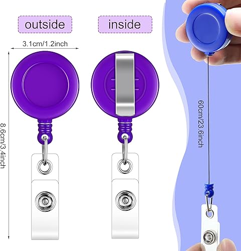 Miniatura 2 de Zonon 140 carretes de insignias retráctiles a granel para tarjetas de identificación de colores surtidos, llavero con clips giratorios de cocodrilo