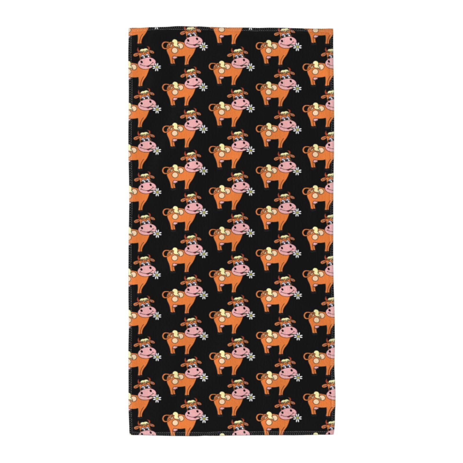 SDEGTHO Cartoon Cute Cow Soft Absorbent Long Towel For Gym Sports Picnic Leisure Use