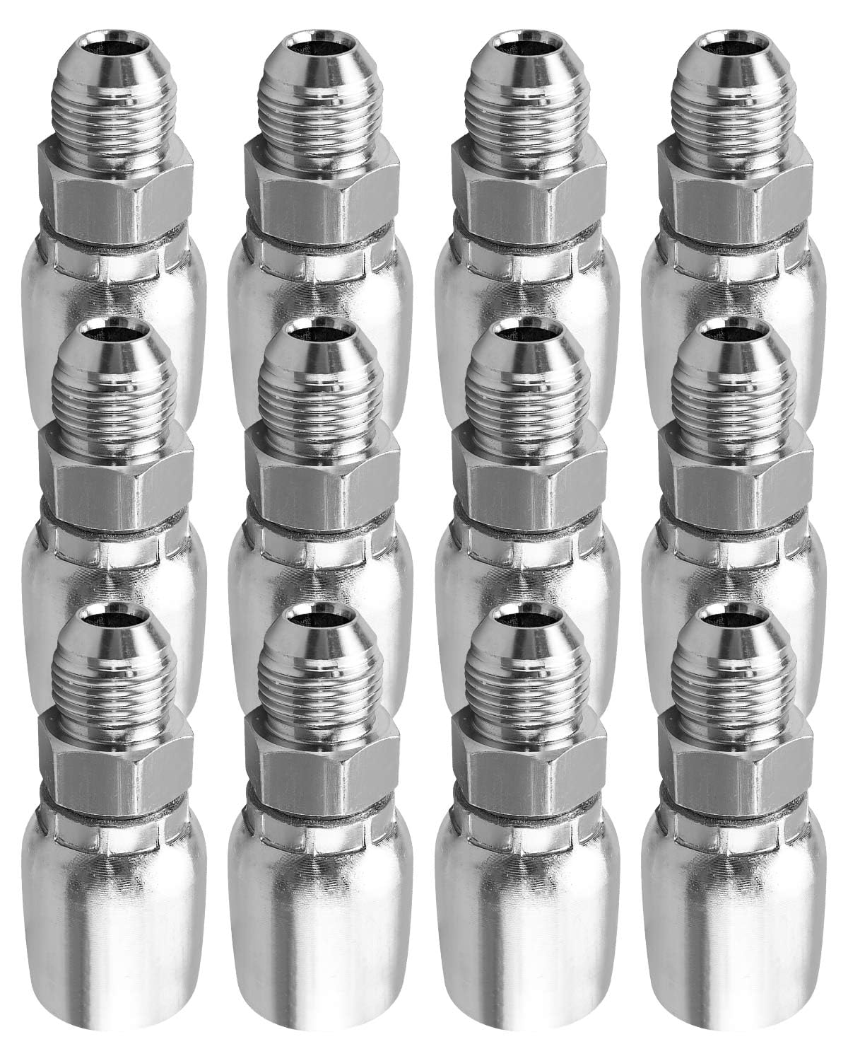 12PCS 1/2" I.D. Hose x 1/2" JIC Hydraulic Hose Crimp Fitting Ends, 37° Male
