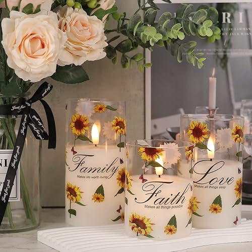 Miniatura 3 de Wondise Velas de cristal gris sin llama con control remoto y temporizador, velas de mecha 3D a pilas con luz de té para decoración del hogar de