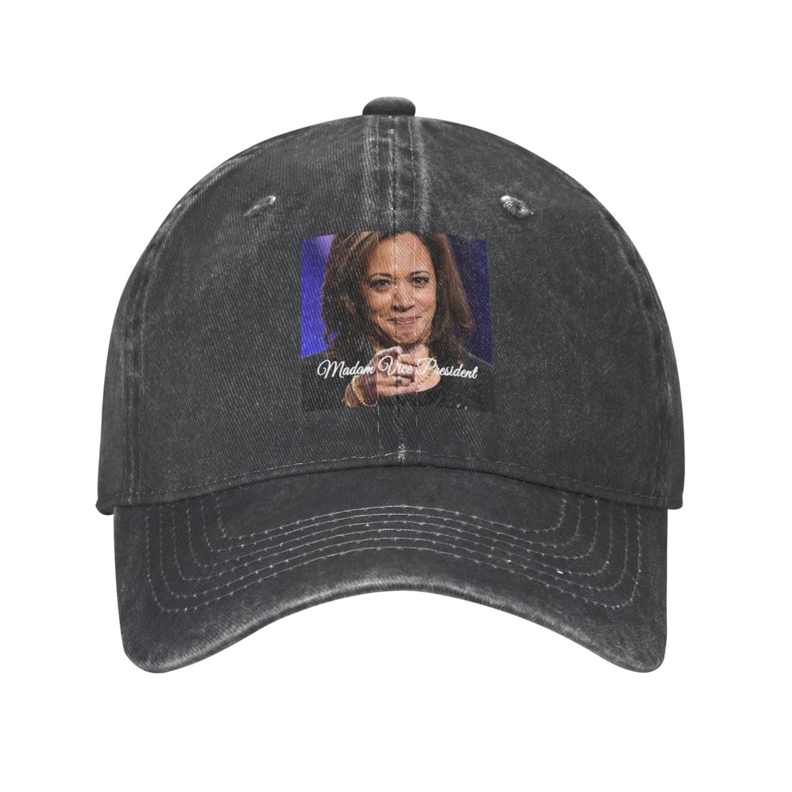 DoukabftBaseball Cap Kamala Harris Madam Vice President Washed Denim Adjustable Fashion Unique Hat for Men Women