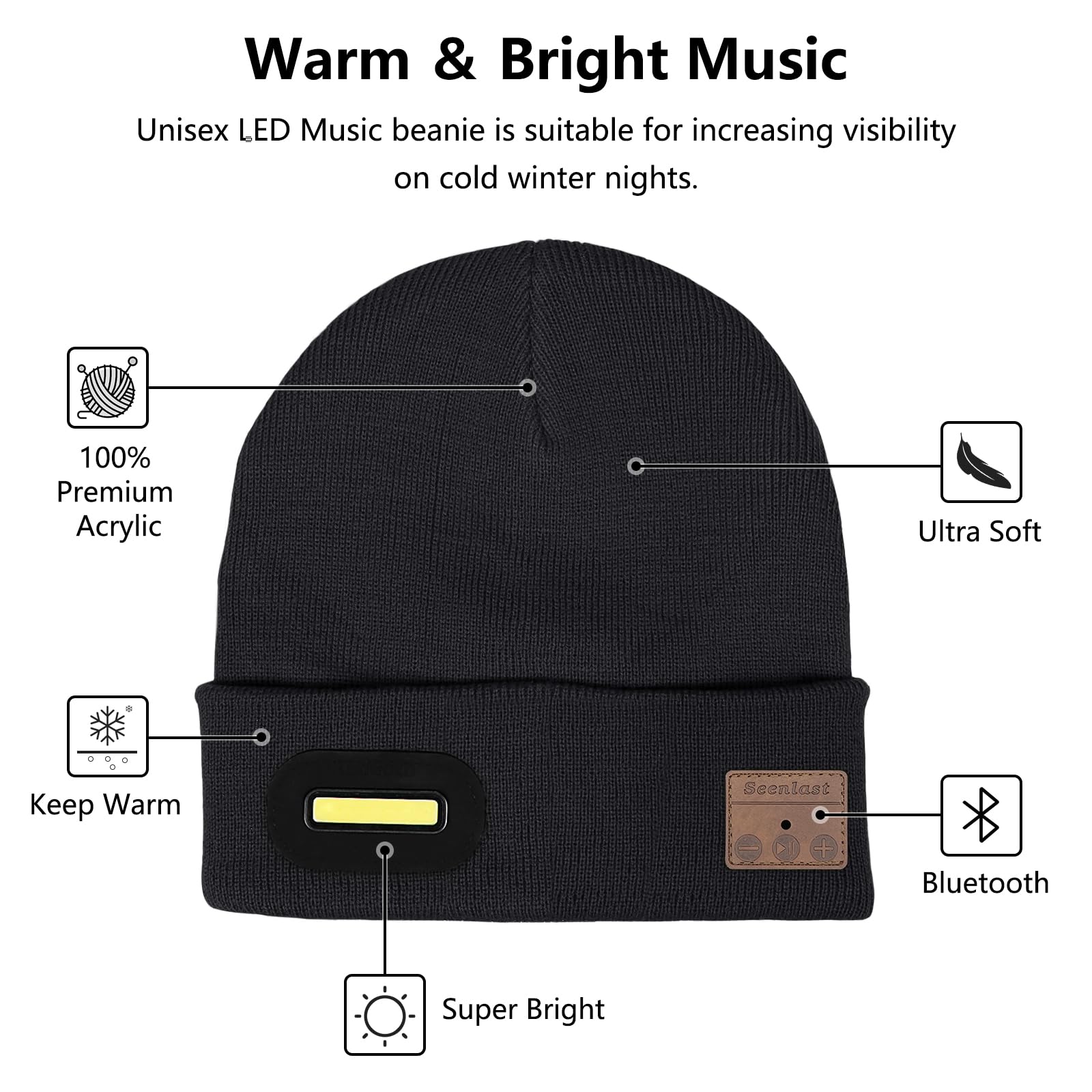 Regalo Uomo Cappello Bluetooth Berretto Uomo Idee Regalo Natale Cappello Sportivi Musicale Bluetooth Lavorato a Maglia Berretto Cappello Invernali con Cuffie Stereo e Microfono Vivavoce