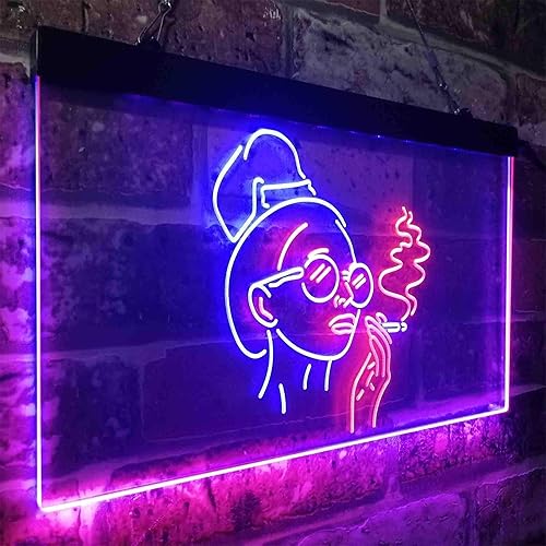 Miniatura 3 de ADVPRO Señal de neón LED de doble color rojo y azul para fumar mujer mala perra cueva cobertizo cueva st6s43-i3869-rb