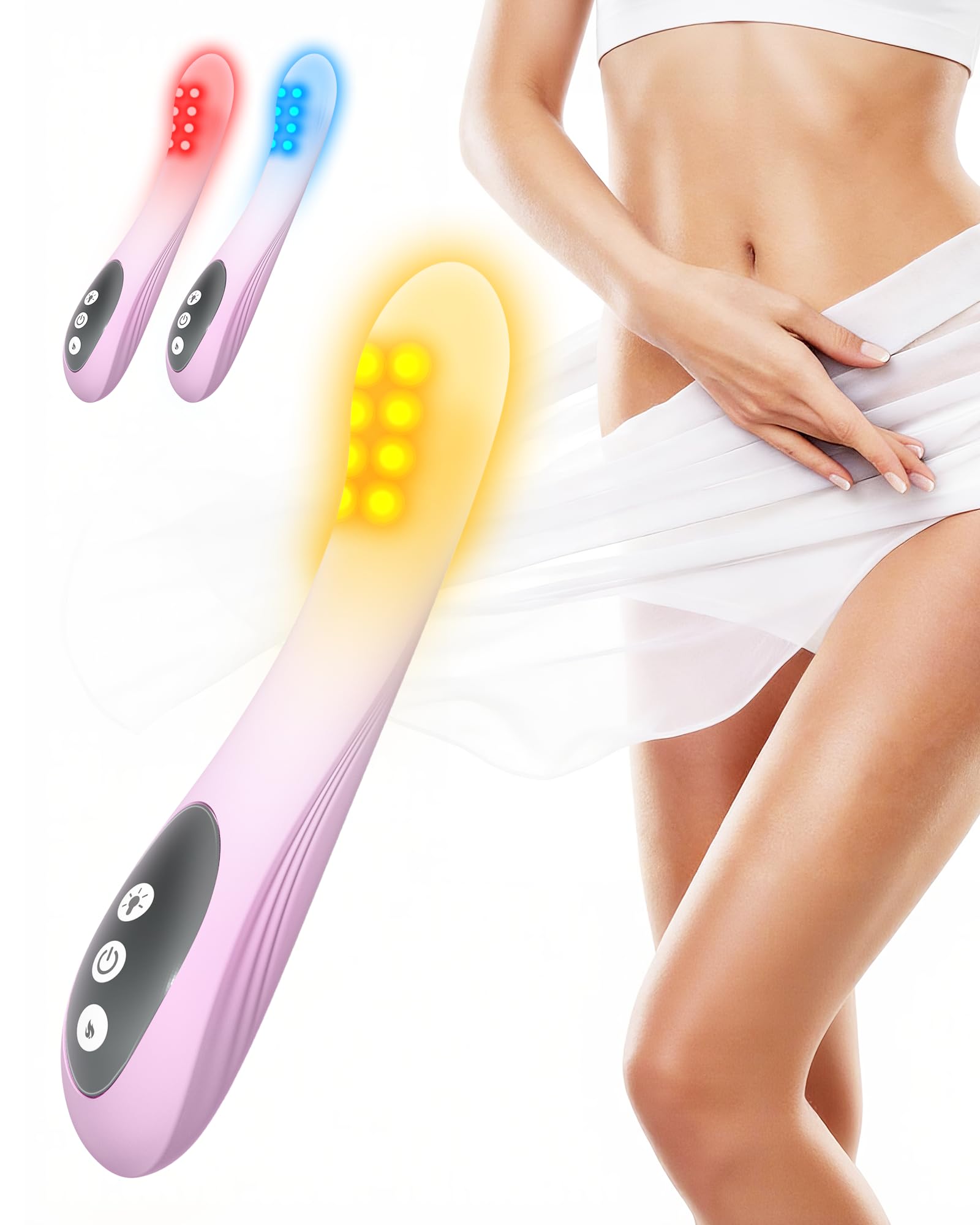 Intim Wellness Gerät für Frauen mit Rot- & Blaulicht (460–470nm / 630–660nm), Wärme & Massage, Beckenboden Unterstützung, Wiederaufladbares Intimpflege Gerät für Wechseljahre & tägliche Pflege