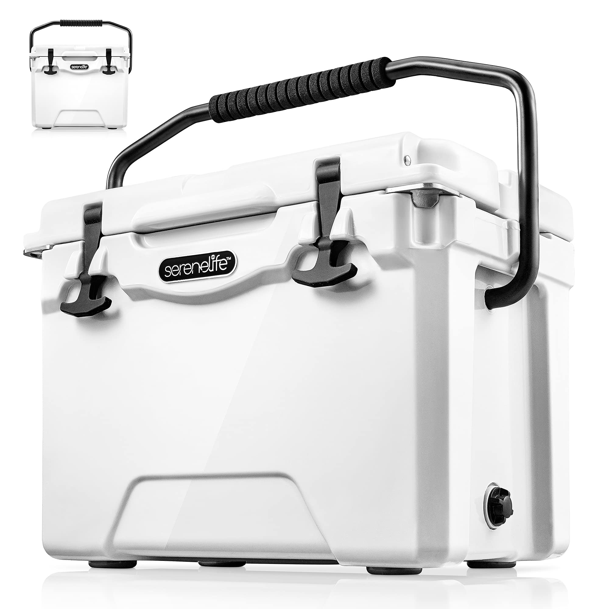 SereneLife Ultra-Tough 25 Quart Rotomolded Cooler Box, Holds Upto 36 Cans, Keeps Ice Up to 5 Days, Heavy-Duty Insulated Portable Ice Chest Box, Ideal for Travel, Camping, Beach, and Outdoor Adventures