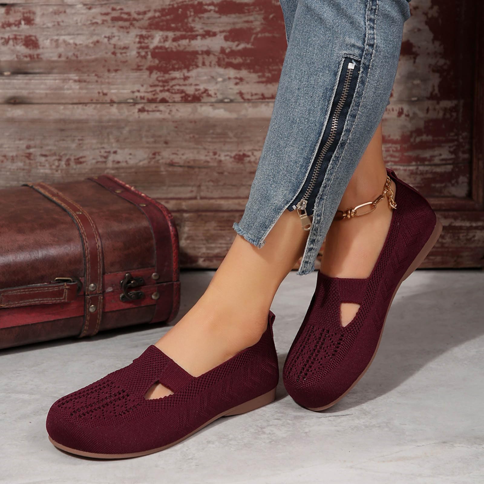 Scarpe da Donna Ballerine Slip-on, Scarpe da Ginnastica Antiscivolo in Maglia, comode, Traspiranti, estive, Sportive, da Donna, Scarpe comode15