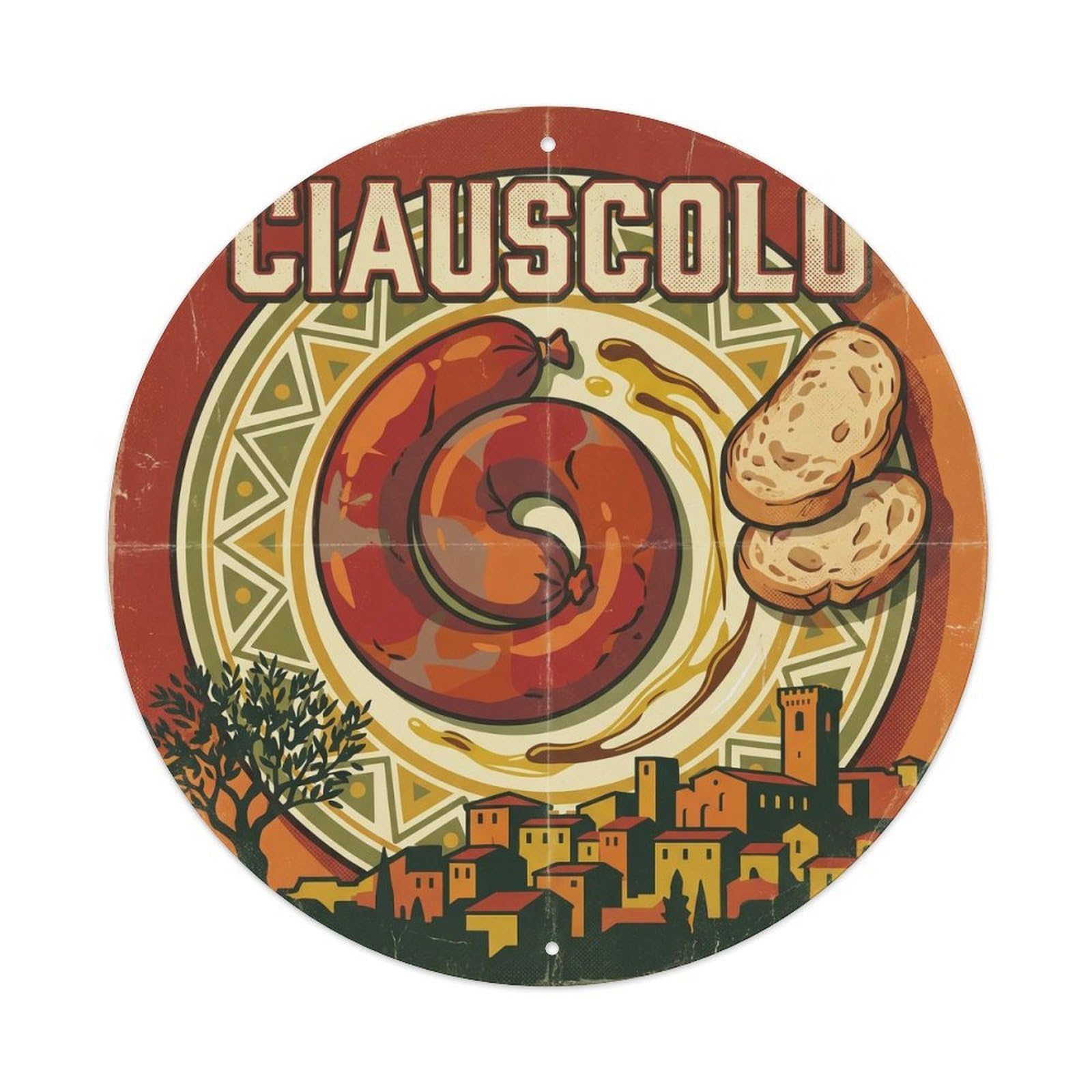 Italy Food Culture Marche Travel Ciauscolo Sausage Metal Tin Sign