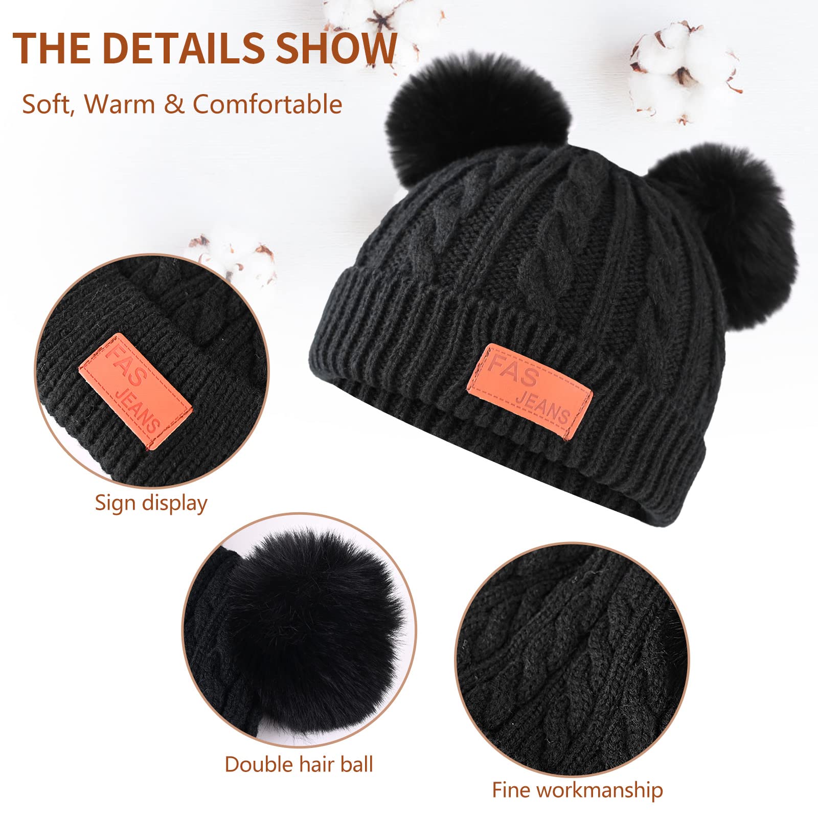 Bekecidi Dziecięca czapka, szalik, rękawiczki, zestaw zimowych czapek, czapka beanie, ciepła czapka z dzianiny, szal pętelkowy, czapka i rękawiczki, dla małych dzieci, zestaw dla chłopców i